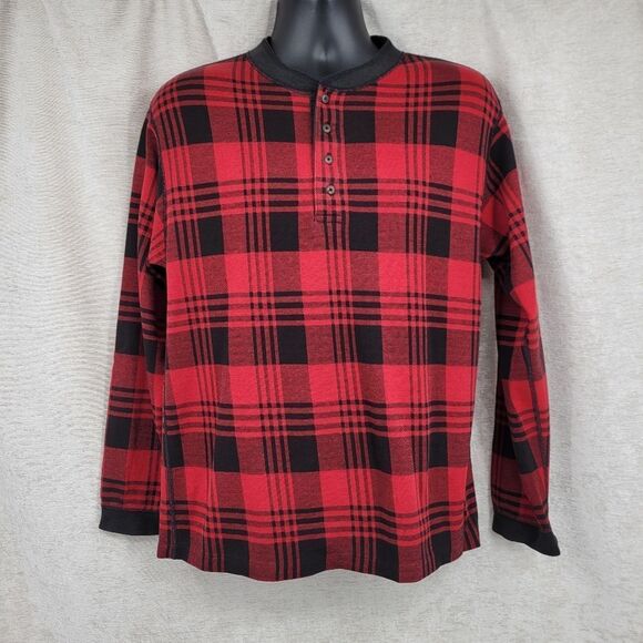 L.L. Bean Vintage Red Buffalo Plaid Crewneck Sweater Medium Cabincore Cotton - Picture 2 of 10